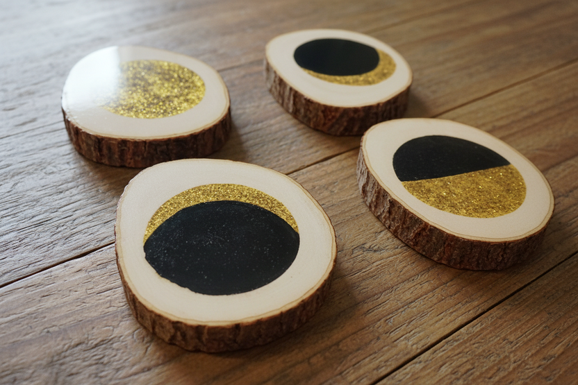 Moonlit Timber Coasters